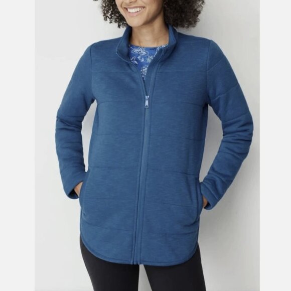 J.Jill Comfy Fit Imperial Blue Quilted Full Zip Jacket Coat - Picture 2 of 10
